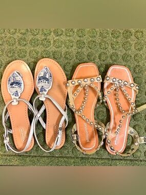 Preowned two pairs of sandals coach and Jeffrey Campbell size 8